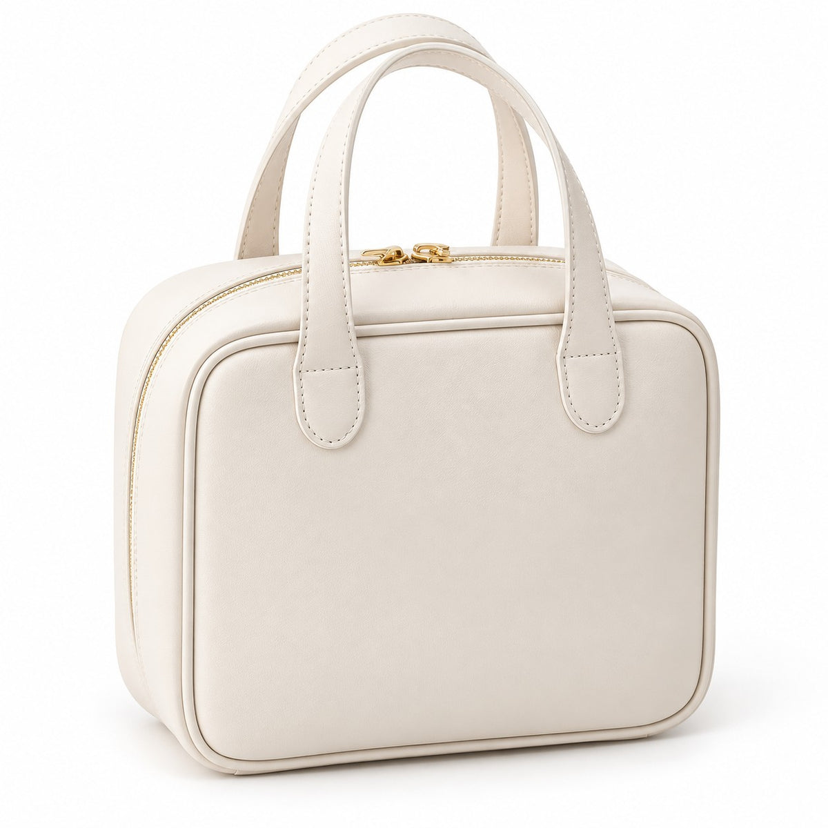 Open-Flat Makeup Bag in ivory, closed